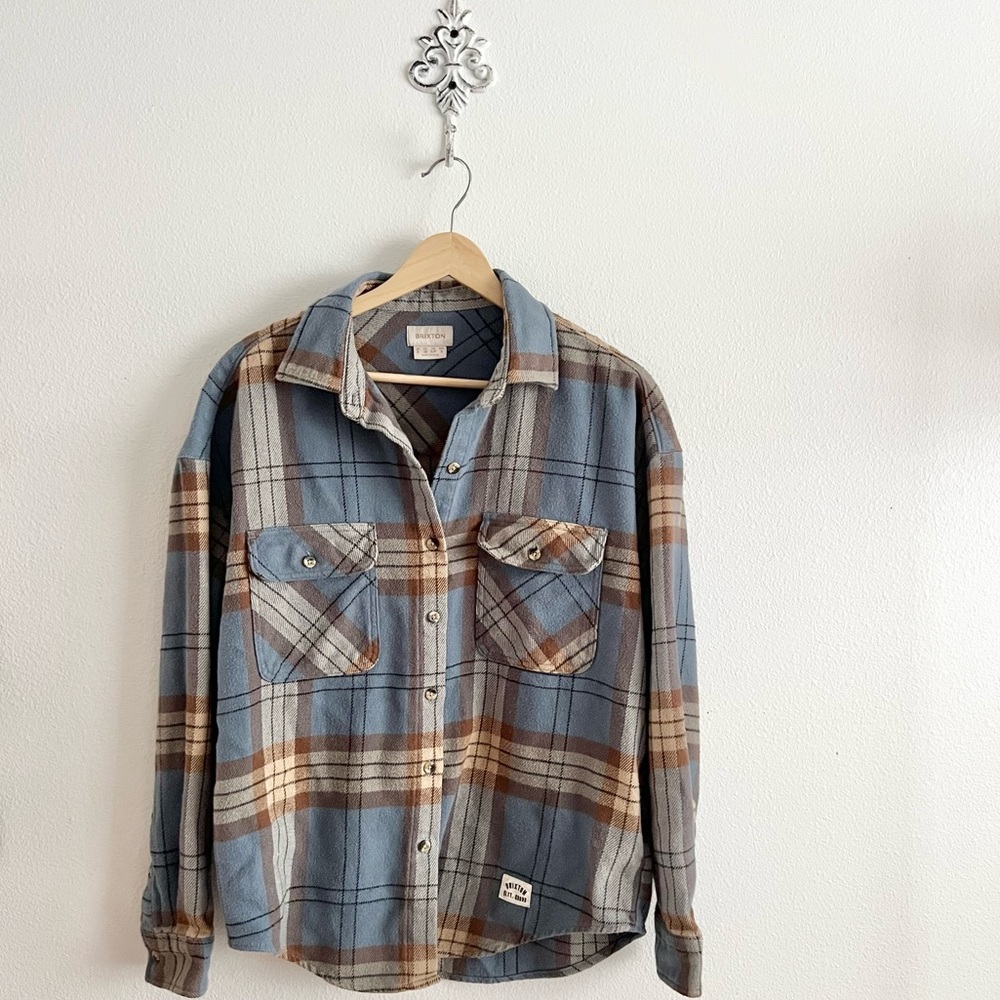 Brixton Blue and Tan Plaid Shirt